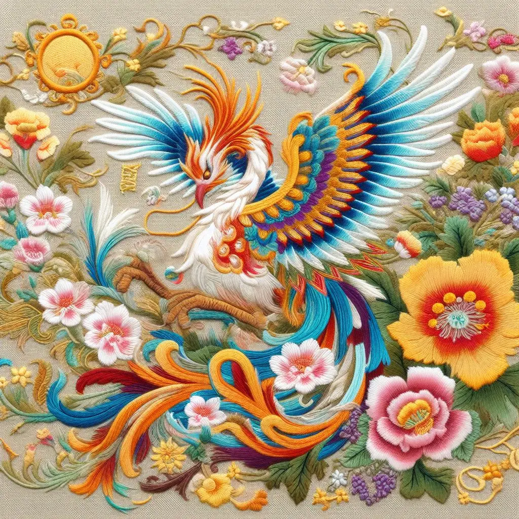 中国凤凰刺绣